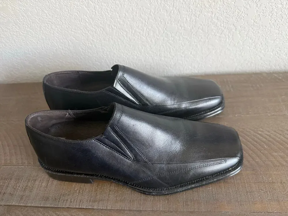 Johnston & Murphy Black Leather Slip-On Dress Shoes Men Size 8.5 Wedding Formal